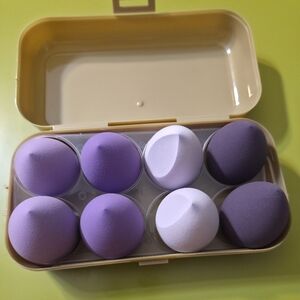 8 Piece Beauty Blender Makeup Sponge Purple Set in Case